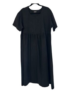 Pure Cotton | Black Linen Midi Dress | Size XL